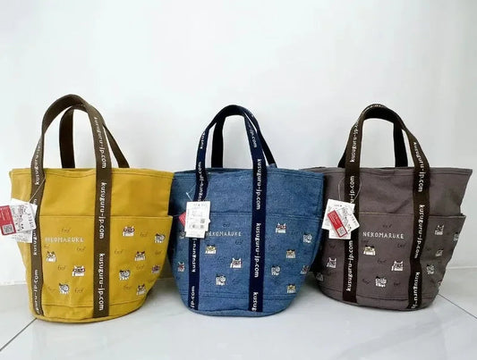 Cat Back To School Anime Cartoon Embroidered Bucket Bag Printing Tote Bag