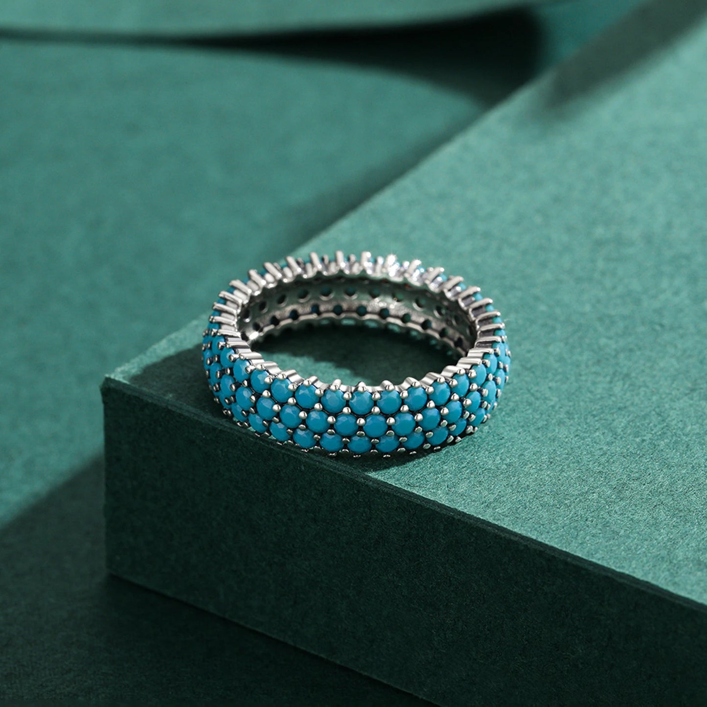 Genuine 925 Sterling Silver Luxury Turquoise Finger Rings For Women Vintage Rings