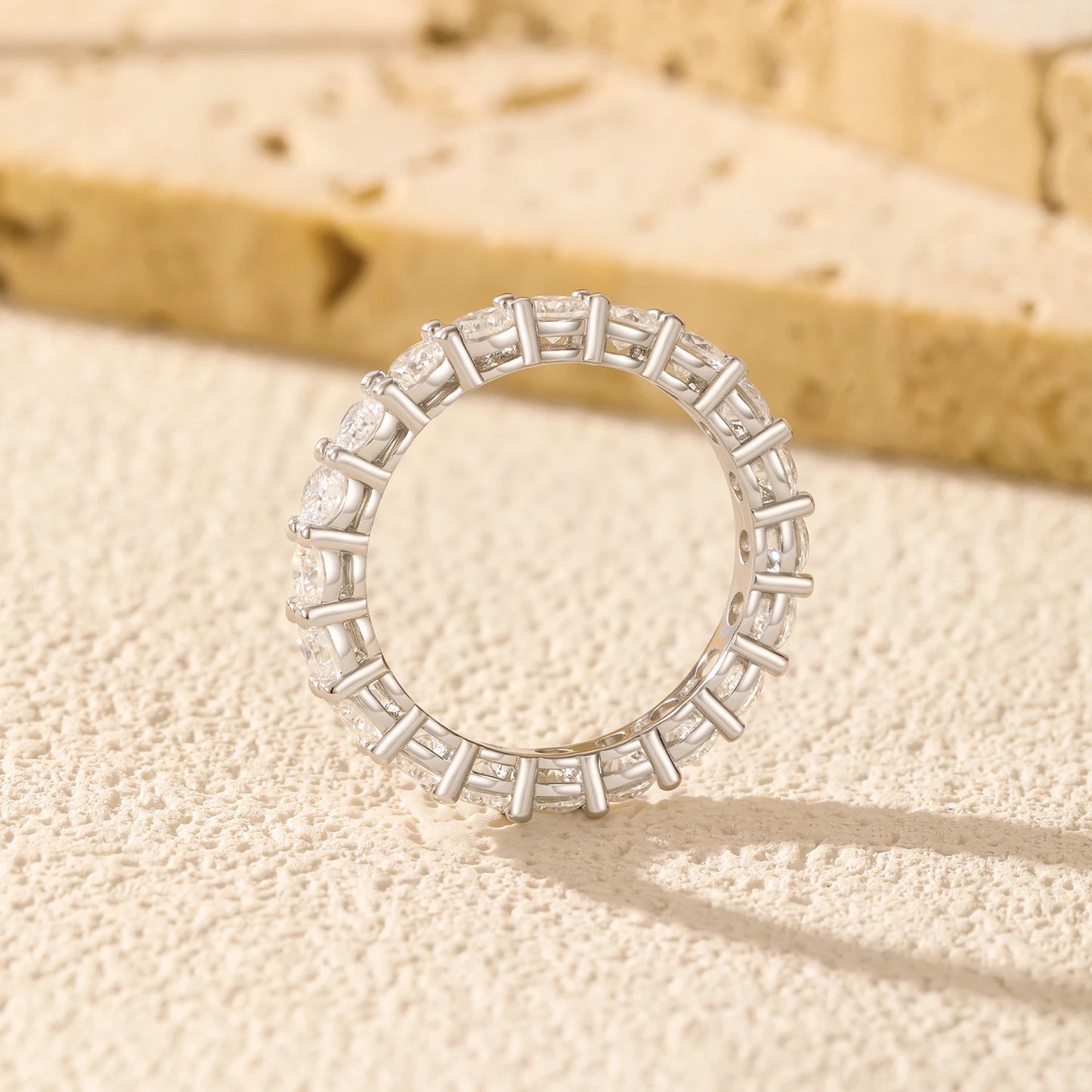 Dazzling D Color Moissanite Eternity Rings 925 Sterling Silver Ring For Women