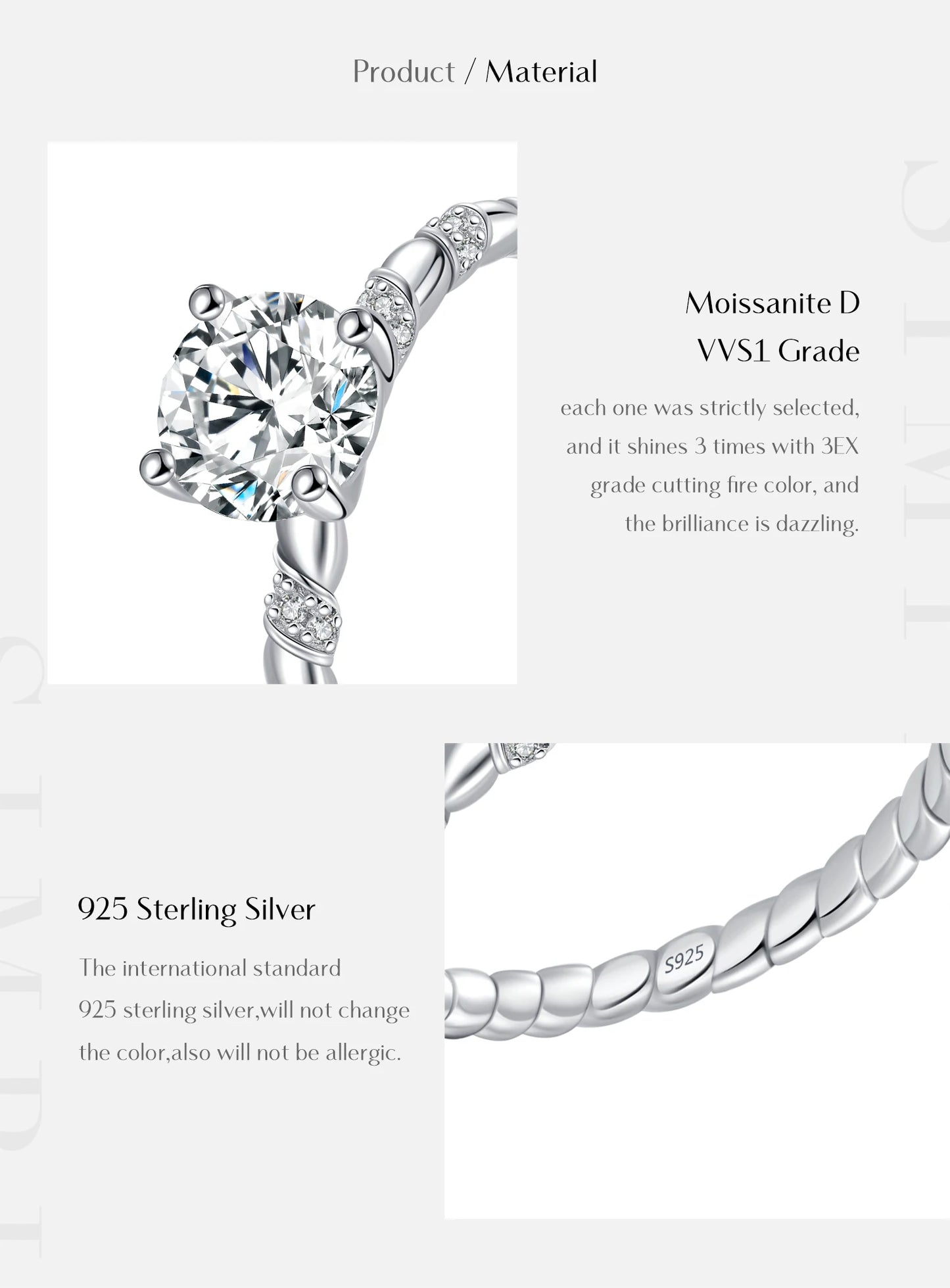 1CT Moissanite 925 Sterling Silver Sparkling Twist Lab Created Diamond Wedding Band Rings For Women
