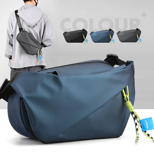 Men Shoulder Chest Bag Nylon Waterproof Outdoor Sport Running Cycling Belt Bag Large Capacity Travel Phone Pouch Messenger Bag