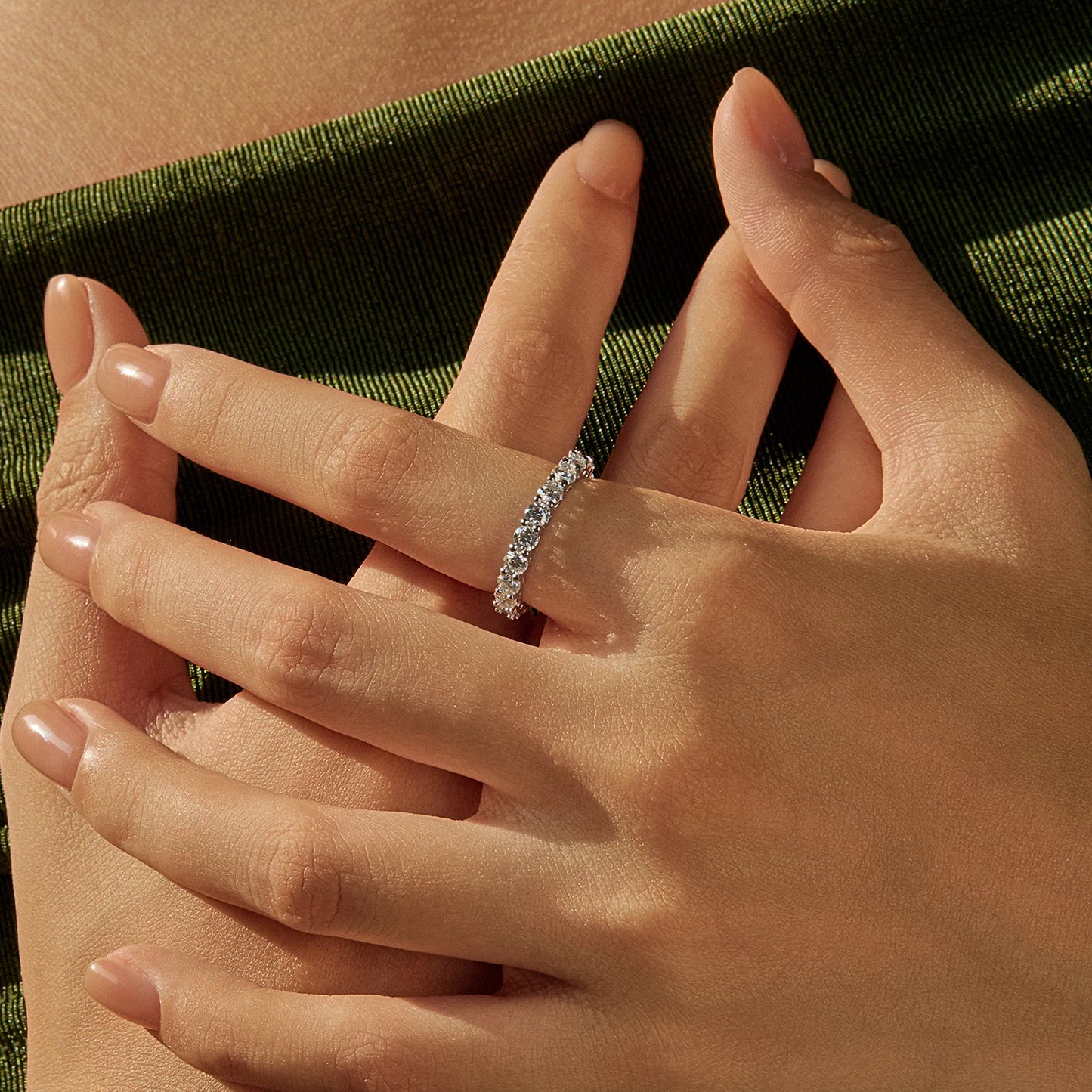 Dazzling D Color Moissanite Eternity Rings 925 Sterling Silver Ring For Women