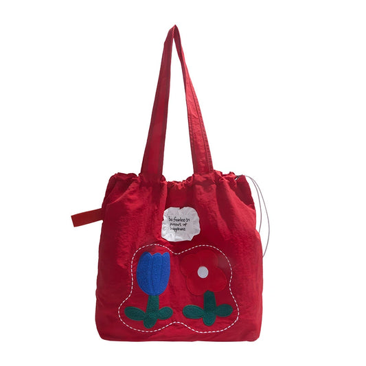Embroidery flower tote bag