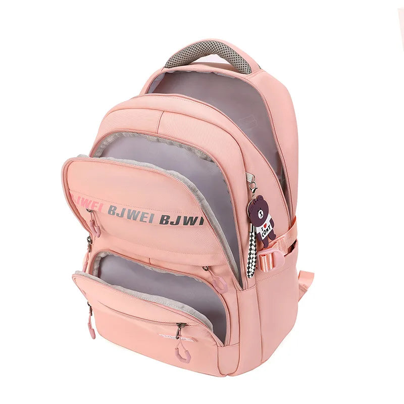 High School Bags for Teenage Girls Large Nylon Women Waterproof School Backpack Female Laptop Backpack Student Bookbag Black