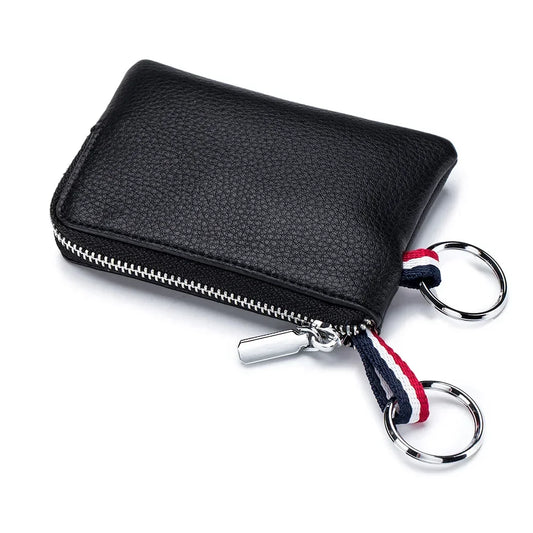 Leather Coin Purse Small Zipper Cute Wallet Soft Cowhide Leather Driver's License Key Bag Card Holder