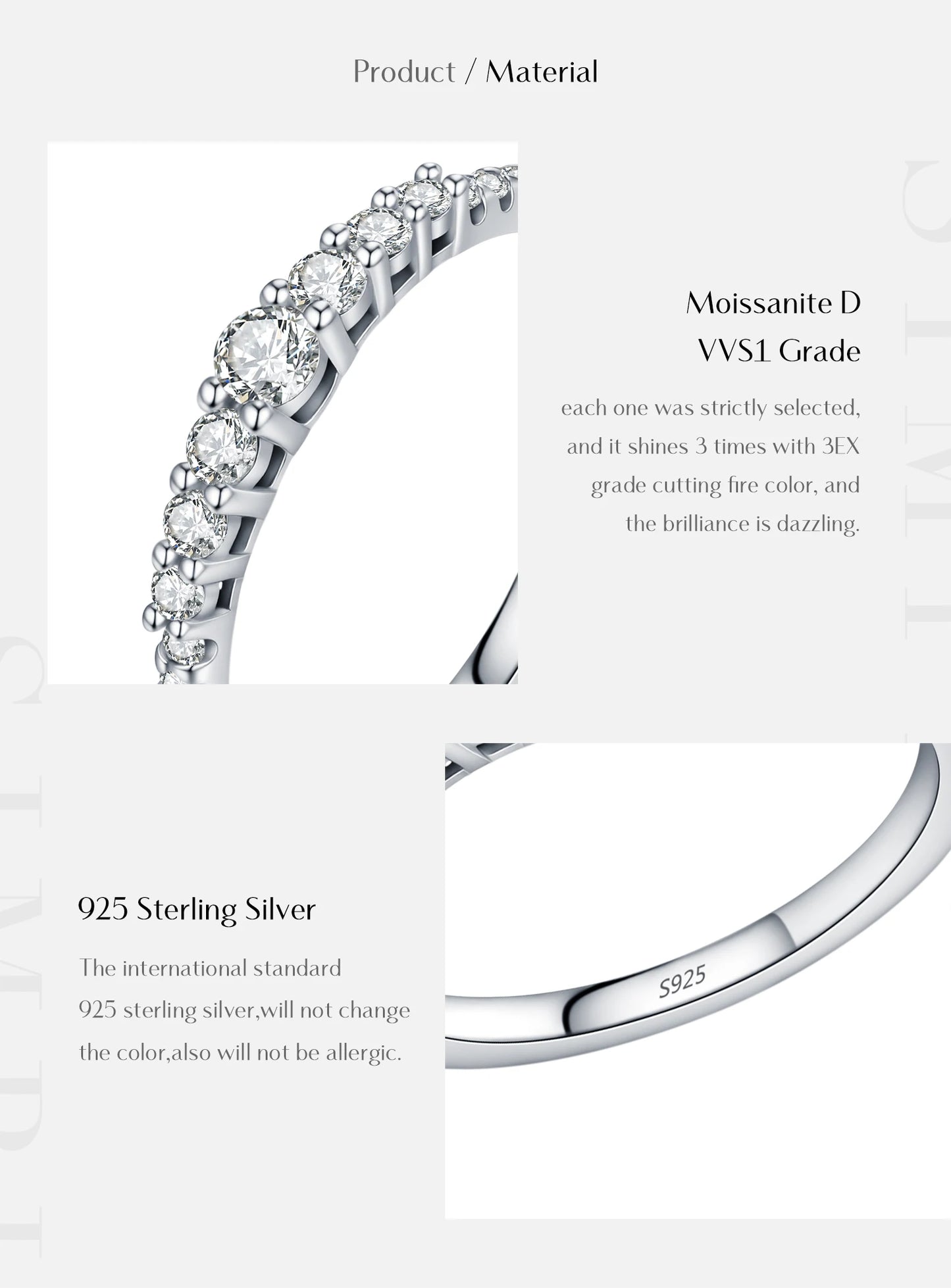 Exquisite Round Moissanite Ring 925 Sterling Silver For Women Fine Jewelry