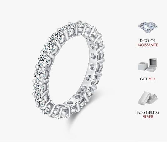 Dazzling D Color Moissanite Eternity Rings 925 Sterling Silver Ring For Women