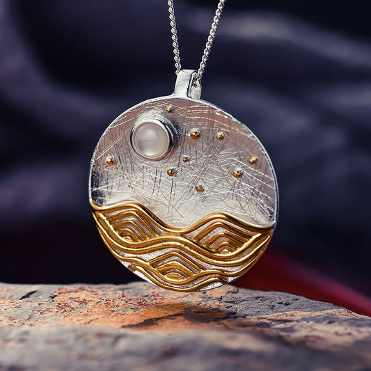 925 Sterling Silver Shell Jewelry The Moonlight Pendant without Chain for Women