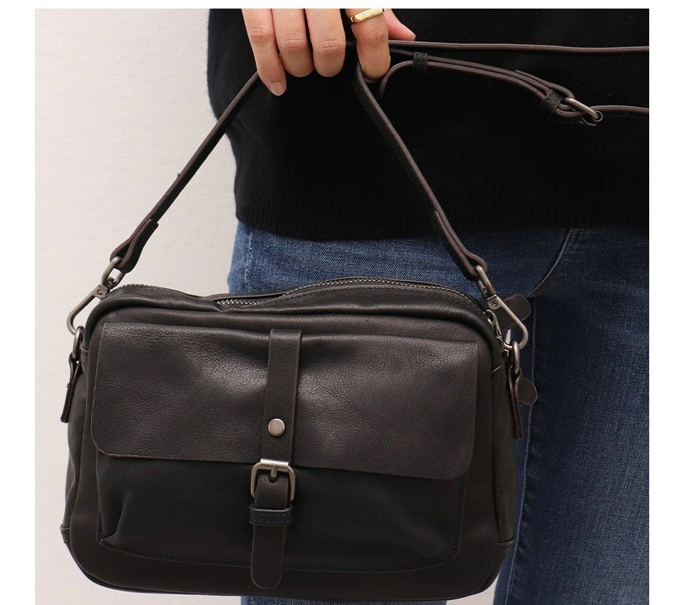 Vintage Style Women's Genuine Leather Shoulder Bag Luxury Flap Satchel Lady Soft Casual Crossbody Purse Female Messenger Bags