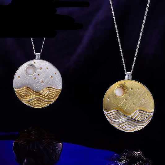 925 Sterling Silver Shell Jewelry The Moonlight Pendant without Chain for Women