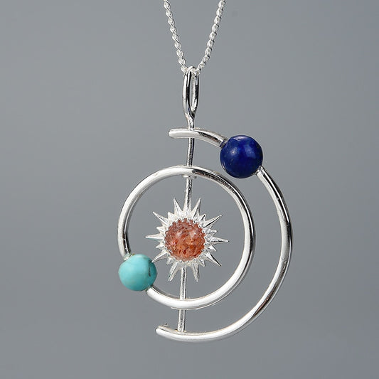 925 Sterling Silver Jewelry Solar System Pendant without Necklace for Women