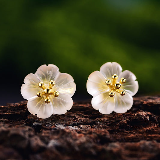 925 Sterling Silver Earrings Crystal Jewelry Flower Earrings for Women