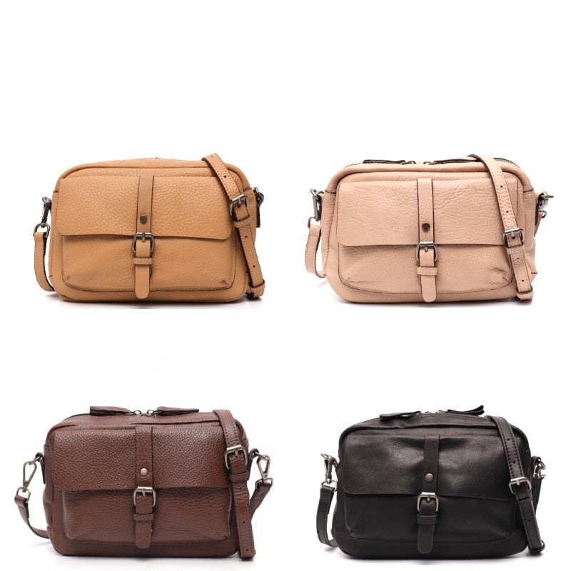 Vintage Style Women's Genuine Leather Shoulder Bag Luxury Flap Satchel Lady Soft Casual Crossbody Purse Female Messenger Bags