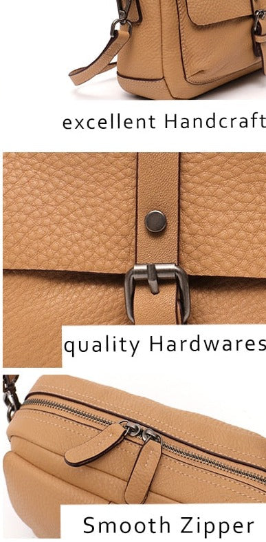 Vintage Style Women's Genuine Leather Shoulder Bag Luxury Flap Satchel Lady Soft Casual Crossbody Purse Female Messenger Bags