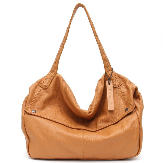 Casual Shoulder Bags Women Large Pocket Soft Genuine Leather Female Crossbody Handbag
