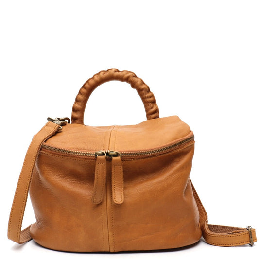 Genuine Leather Handbags Women Vintage Zip Around Top-handle Crossbody Bag