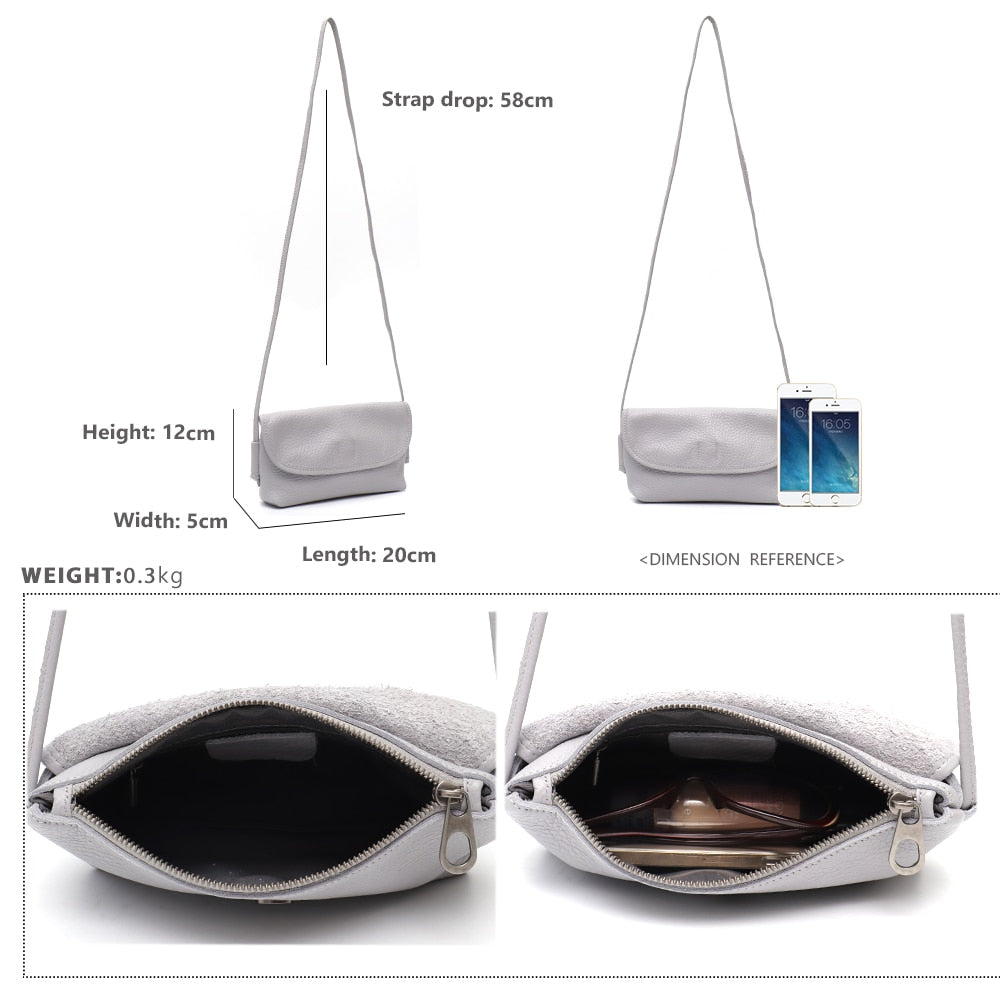 Simple Casual Genuine Leather Sling Bag Small Flap Daily Portable Cowhide Shoulder Phone Purse