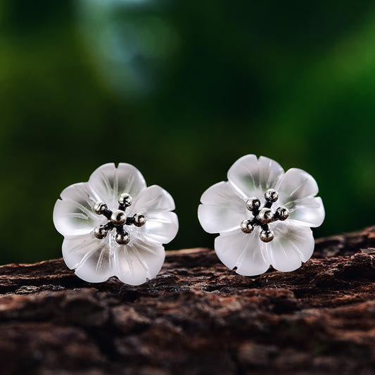 925 Sterling Silver Earrings Crystal Jewelry Flower Earrings for Women