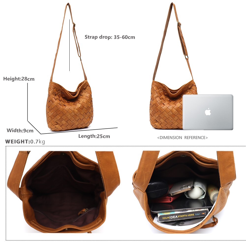 Genuine Leather Women Shoulder Bags Vintage Casual Crossbody Handbags