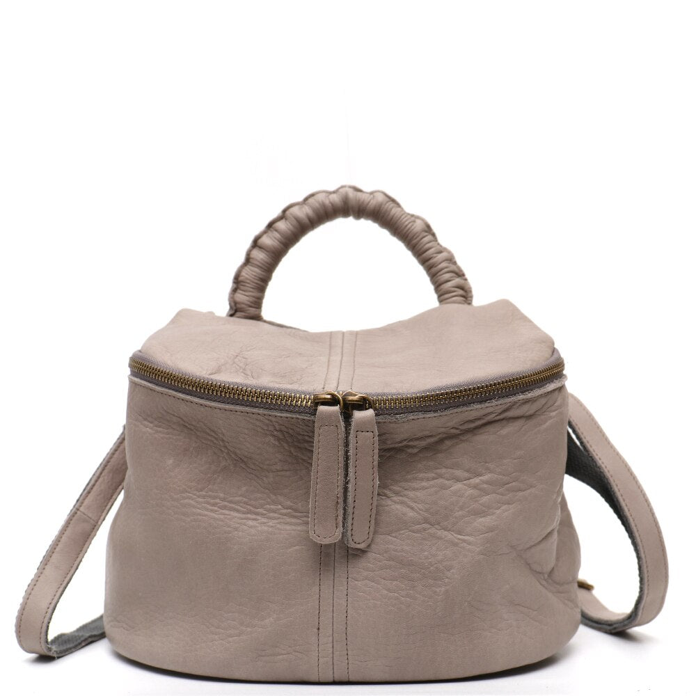 Genuine Leather Handbags Women Vintage Zip Around Top-handle Crossbody Bag