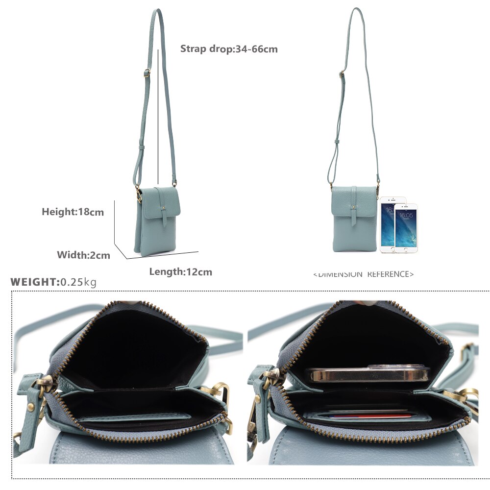 Genuine Leather Women Daily Portable Flap Snap Phone Purse Handbags Female Crossbody Shoulder Sling Pouch Bag