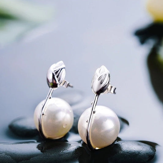 925 Sterling Silver Earrings Jewelry Flower Pearl Earrings for Women