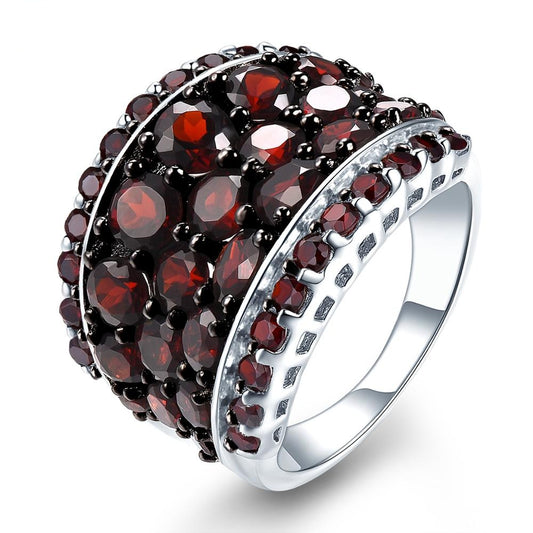 925 Silver Ring Jewelry Red Pomegranate Rings for Women