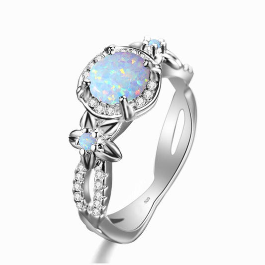 925 Sterling Silver Ring Opal Rings Elegant Jewelry