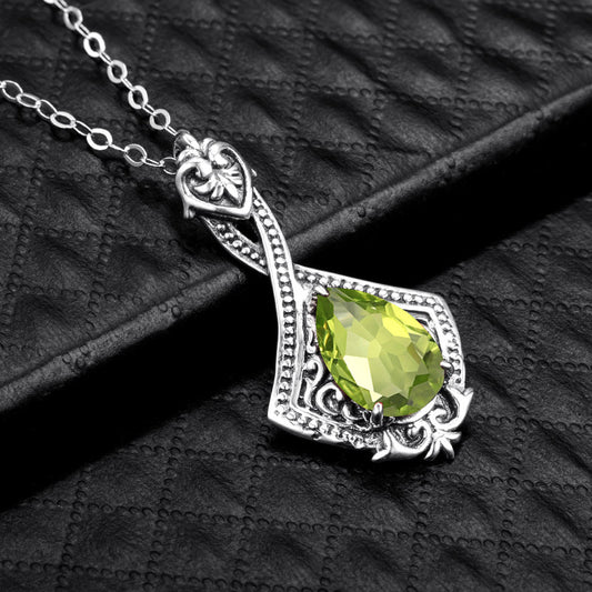 Peridot Pendant Water Drop Green Gemstone Jewelry